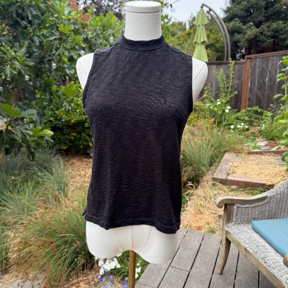 Madewell Black Mock Neck Tank with Zip Sz XS